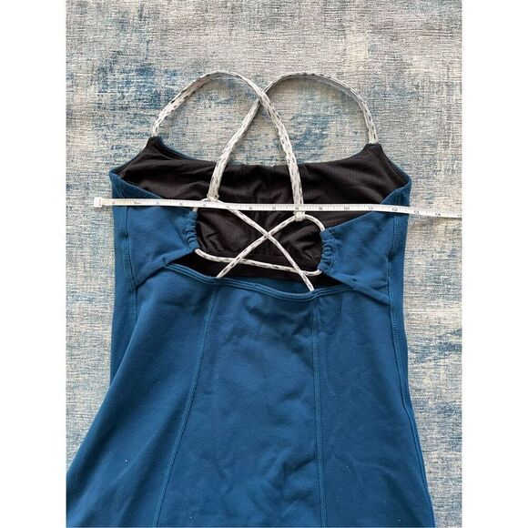 Lululemon Poseidon Blue / Dottie Dash White Black Dancing Warrior Tank Size 6 - Picture 3 of 8
